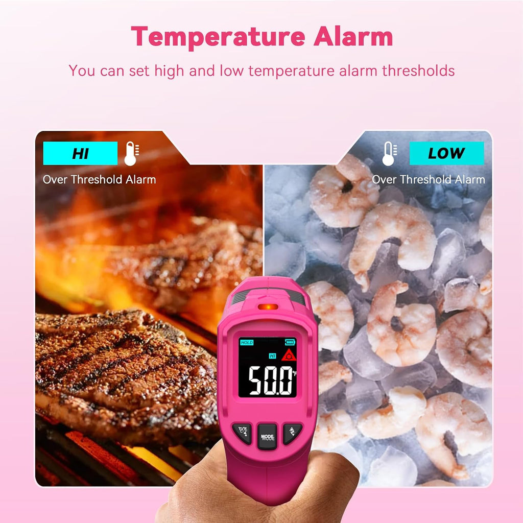 Infrared Thermometer, Surface Temperature Gun Pink -58℉ to 1112℉