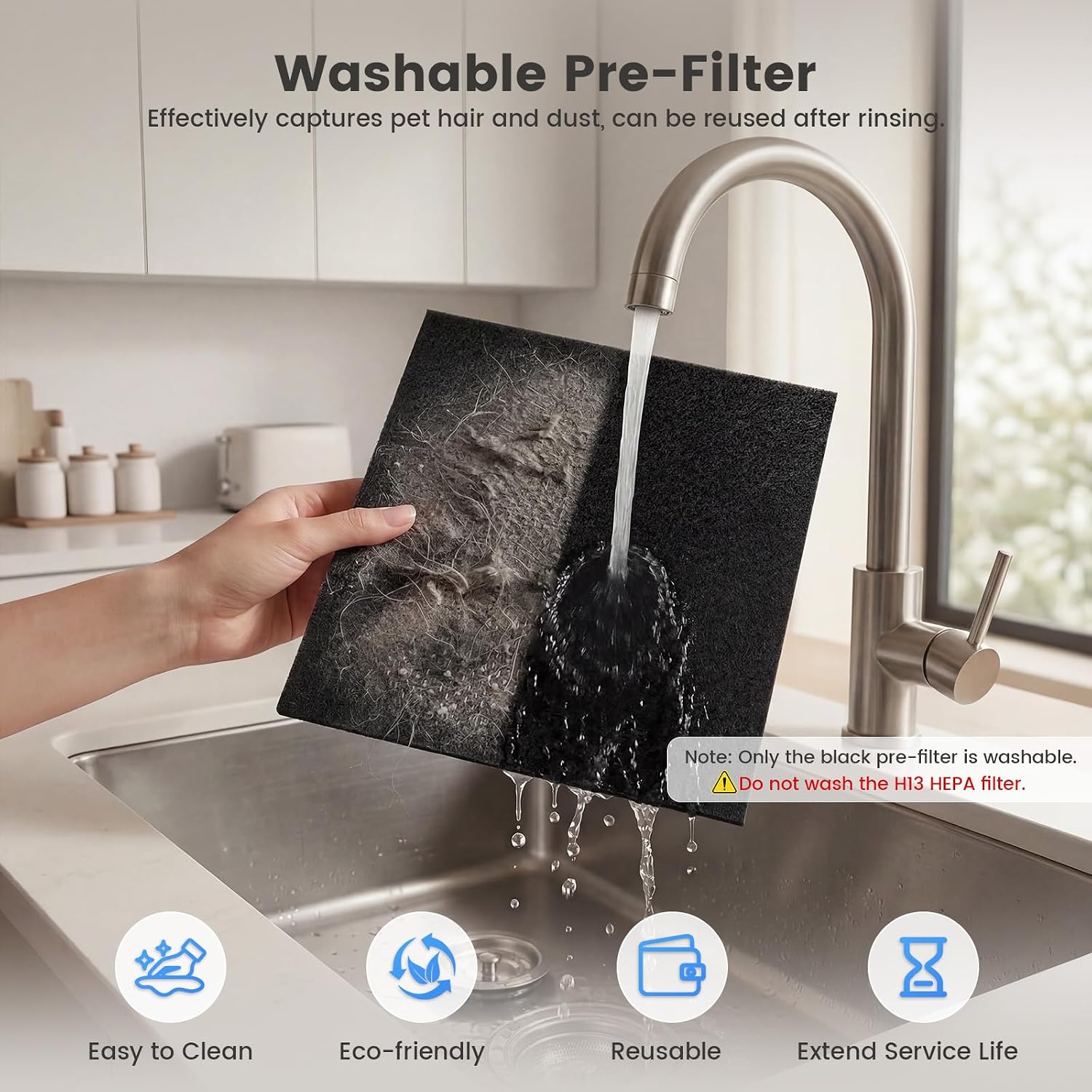 Air Purifiers for Home Large Room Up to 3000 sq ft, H13 HEPA Filter Washable, PM2.5 Air Quality Sensor, Quiet Sleep