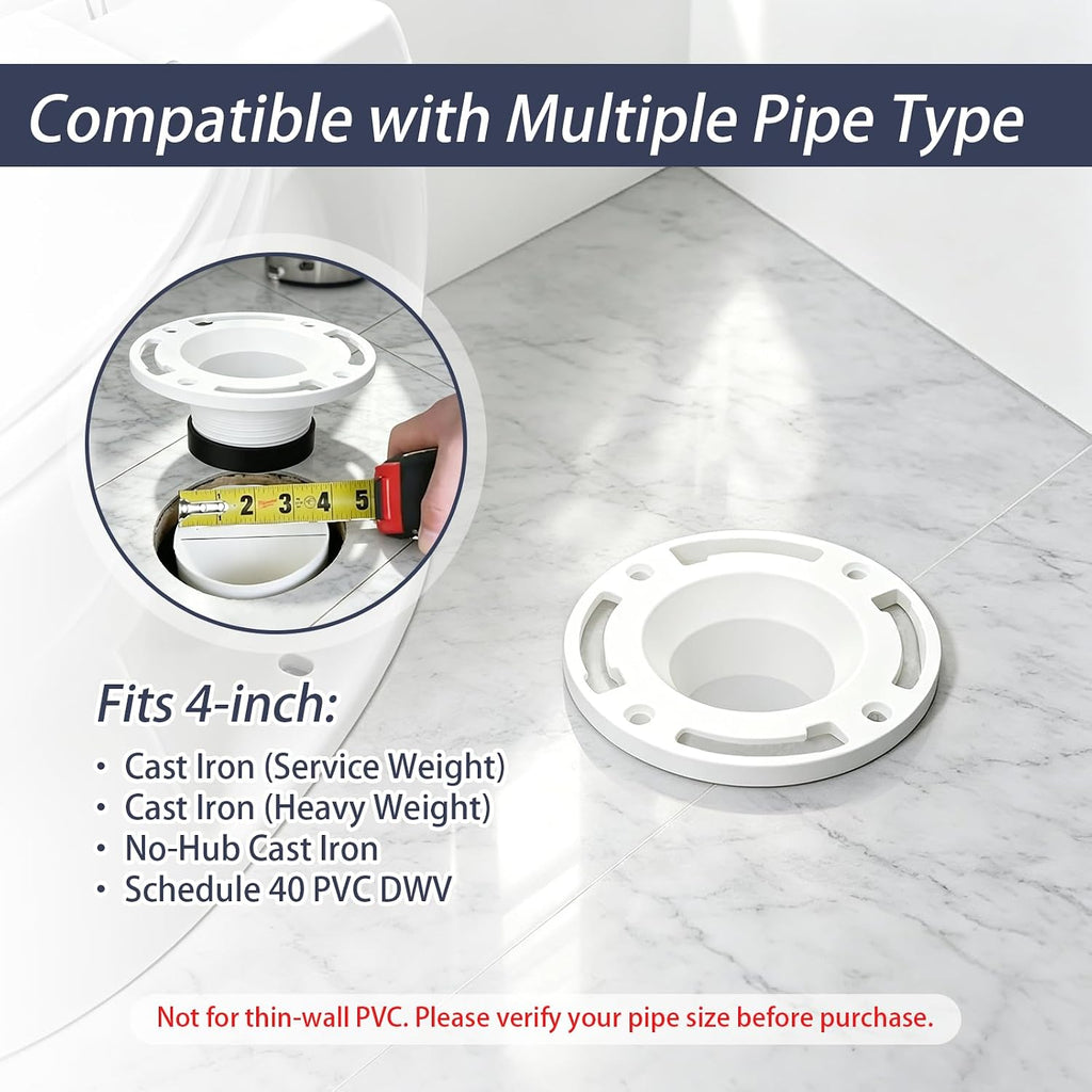 2-Pack 4" PVC Toilet Flange Replacement for Inside Cast Iron Pipe