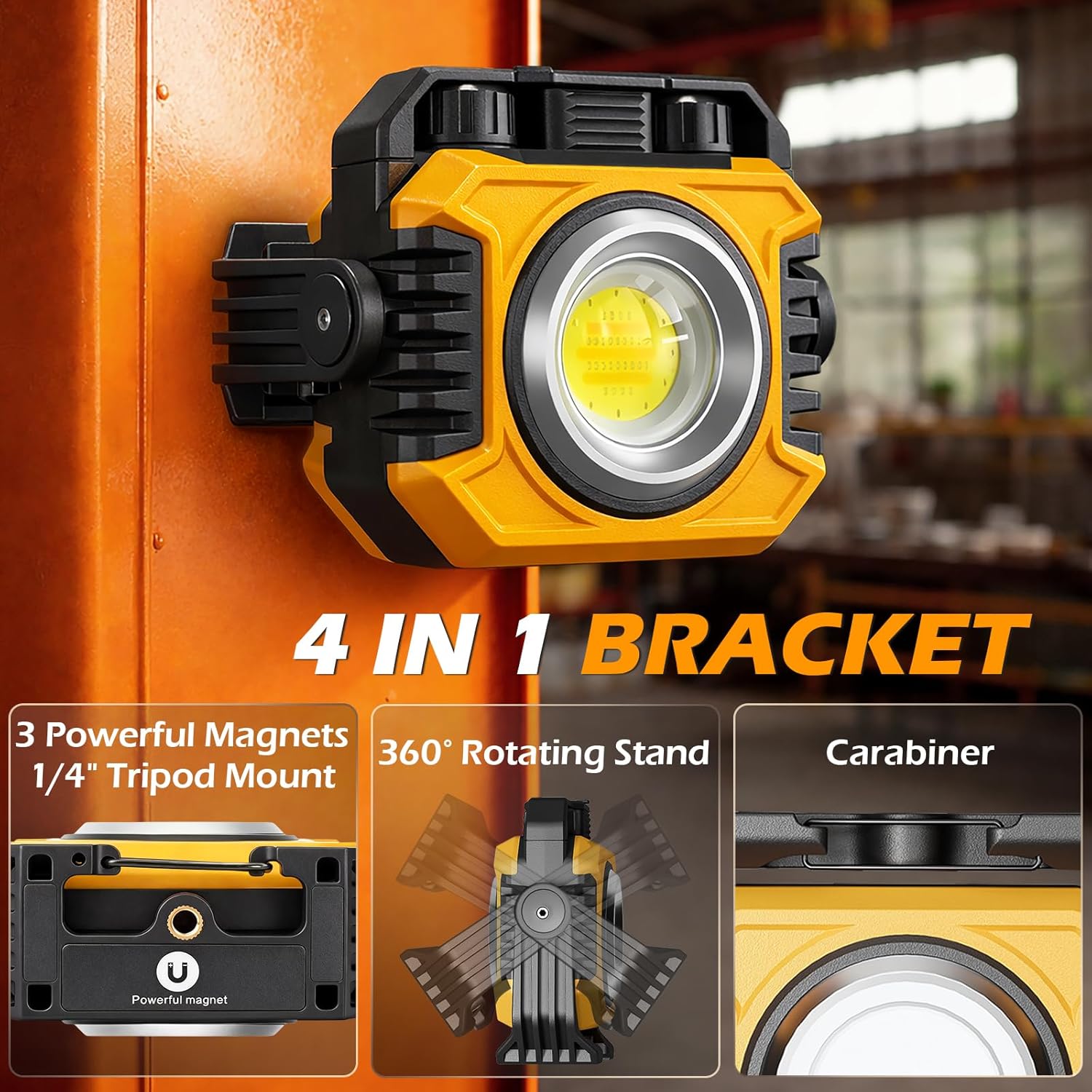 2-Pack 2400LM Magnetic Rechargeable Work Light, Dual-Sided LED Work Light, Up to 80 Hours Runtime, Stepless Dimming