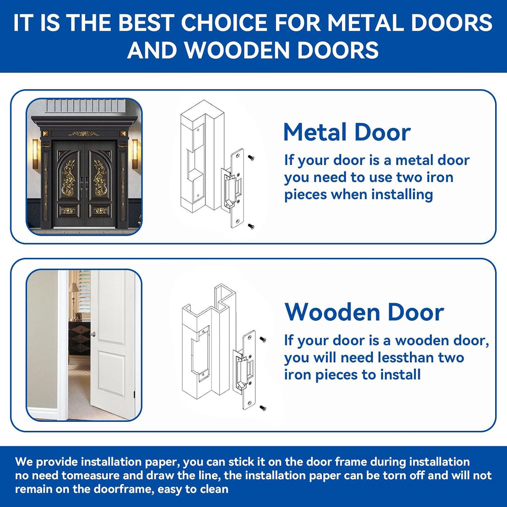 2026 Upgraded Access Control Electric Strike Door Lock Kit | Fit Cylindrical Mechanical locksets Wireless Door Buzzer