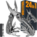 24-in-1 Multitool with Knife, Pliers & 11 Bits Sharp Stainless Steel - Multi Tool for Men - Ideal Gear with Tools for