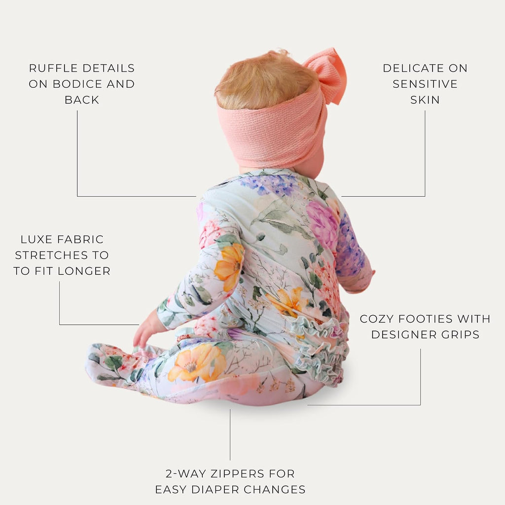 Posh Peanut Footie Pajamas for Baby Girls, Soft Viscose from Bamboo