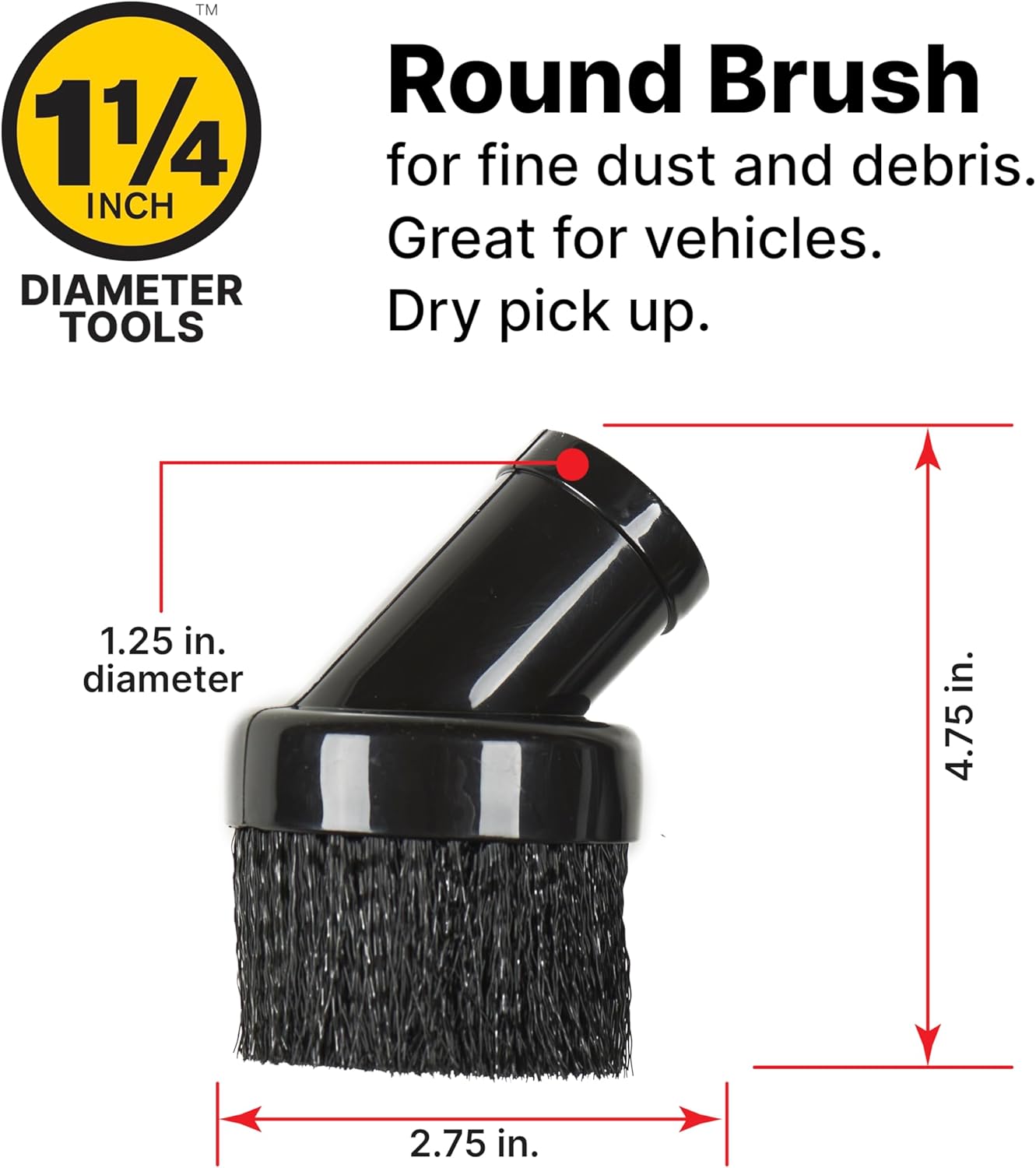 9064300 1.25 Inch Diameter Cleaning Kit, Includes Round Brush, Crevice Tool, and Gulper Nozzle, Black, Ideal for