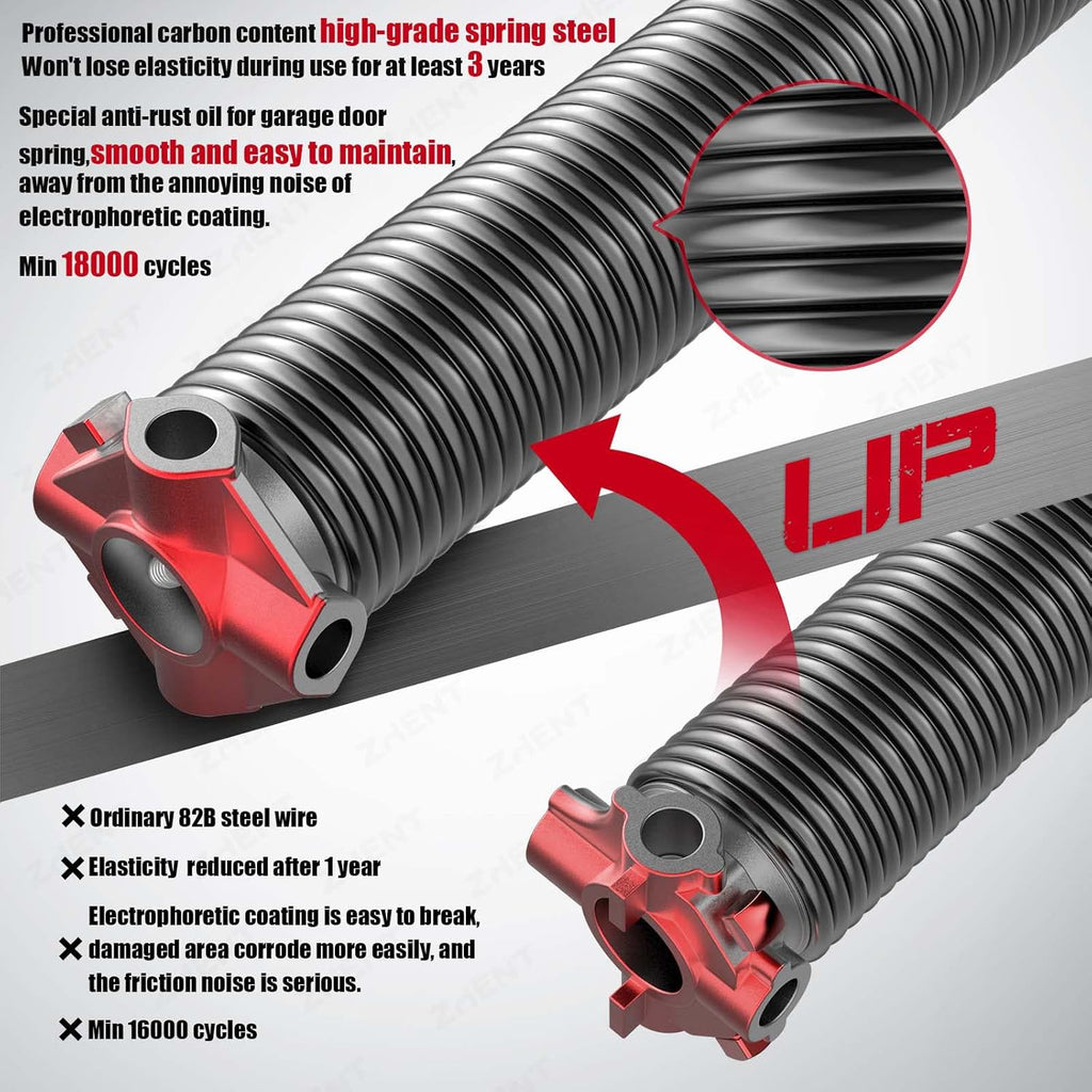 Garage Door Torsion Springs 2" Pair, 0.207X2"X22",Replacement Kit