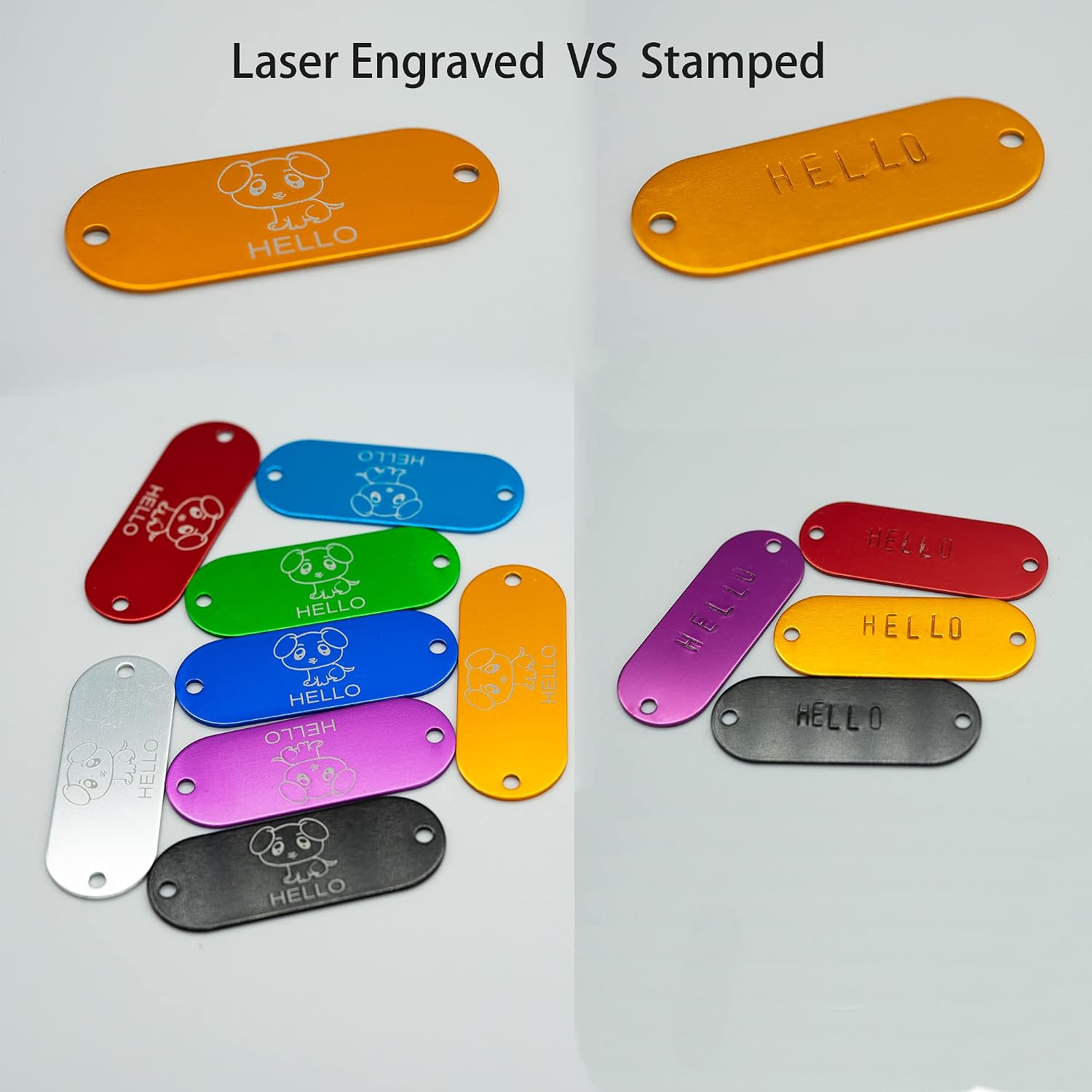 Aluminum Engraving Blanks Tags Stamping Blanks Tags with 2 Holes 25 Pack (Silver)