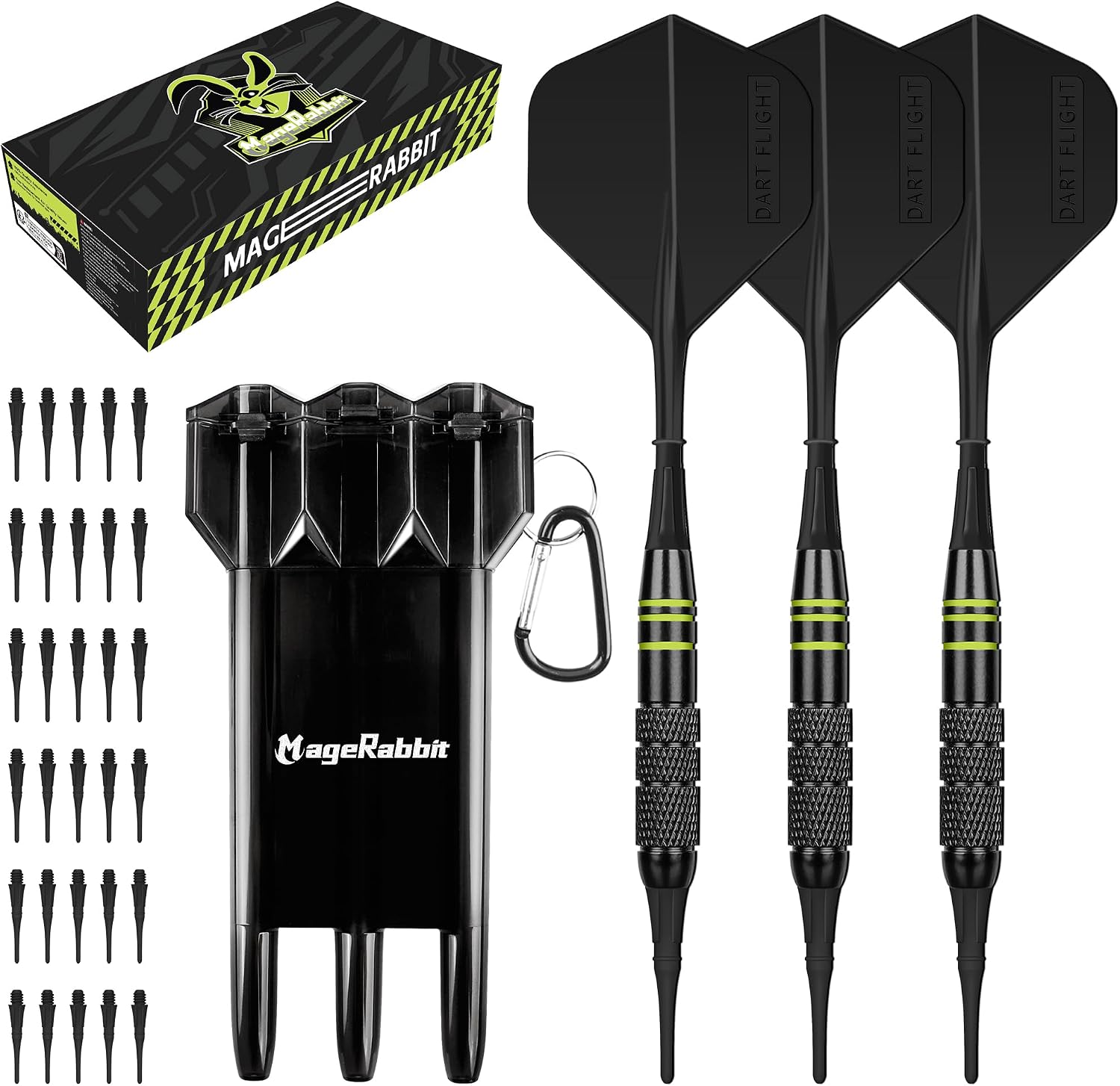 Darts Soft Tip 3Pack 18g with Gift Carrying Case-Copper Barrels with Integrated Dart Flights and 24pcs Plastic