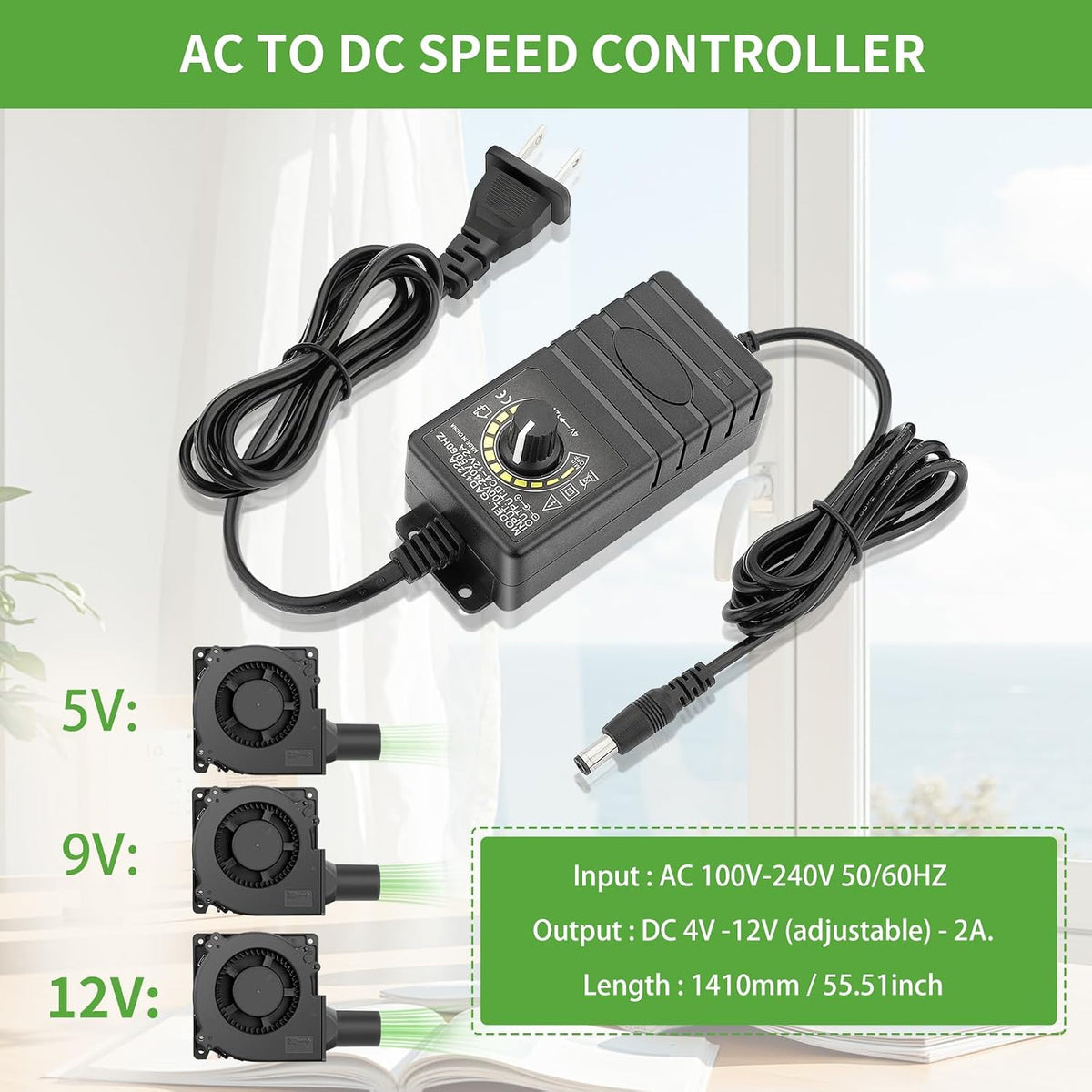 120mm Squirrel Cage 12V Electric Blower Fan with Speed Controller