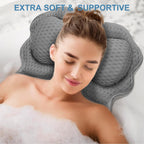 Bath Pillow, Bath Pillows for Tub Neck and Back Support, Grey