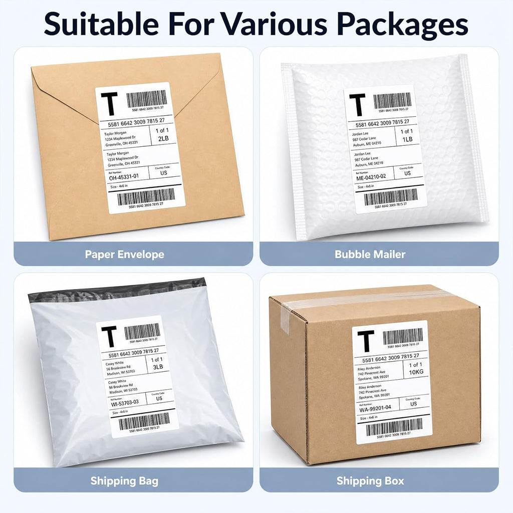 4x6 Direct Thermal Shipping Labels, Compatible with Thermal Printers, for Shipping, Mailing, Small Business (200)