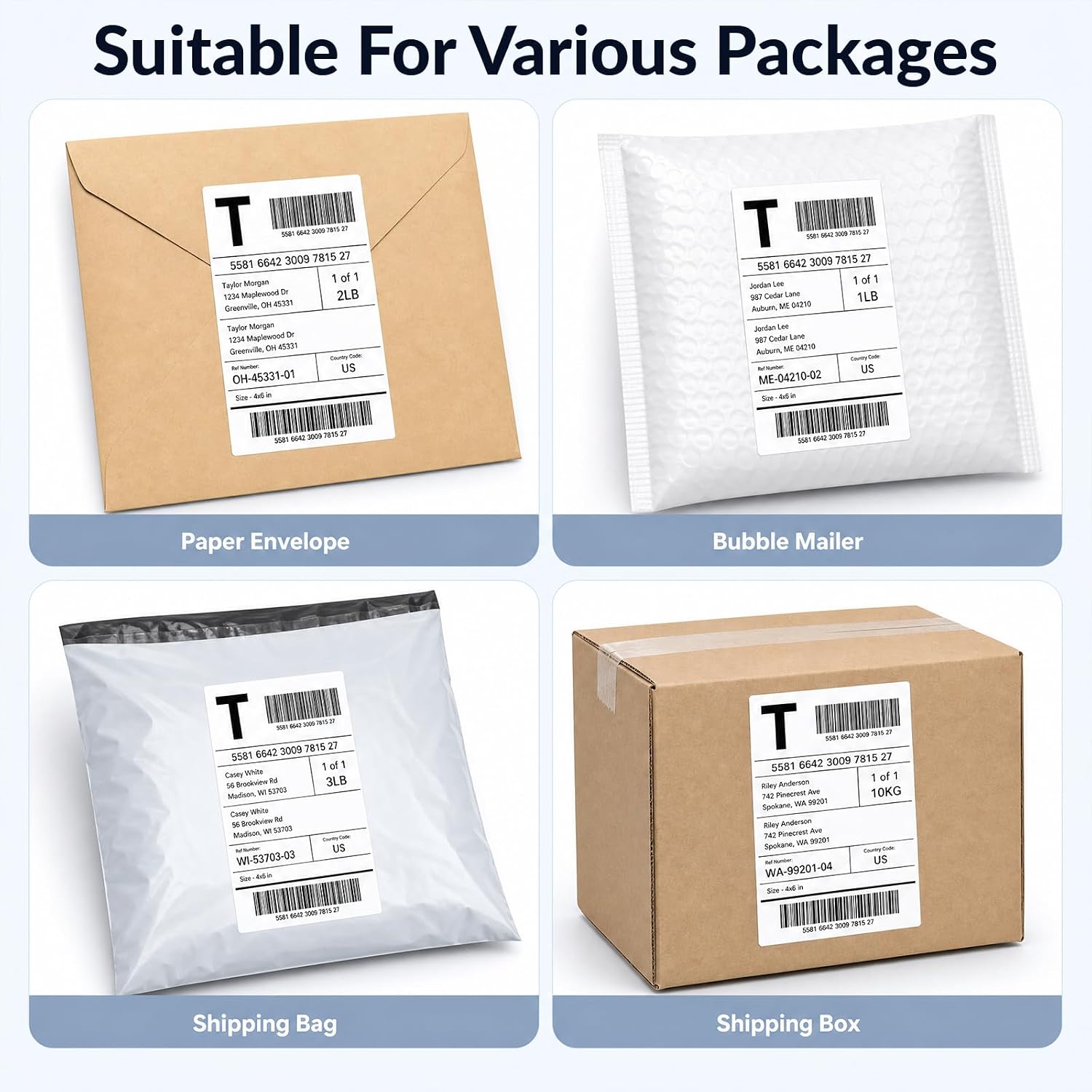 4x6 Direct Thermal Shipping Labels, Compatible with Thermal Printers, for Shipping, Mailing, Small Business (200)