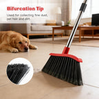Broom and Step-on Dustpan Set, 59-in Adjustable Long Handle Broom with Dustpan Combo Set Outdoor Angle Broom for