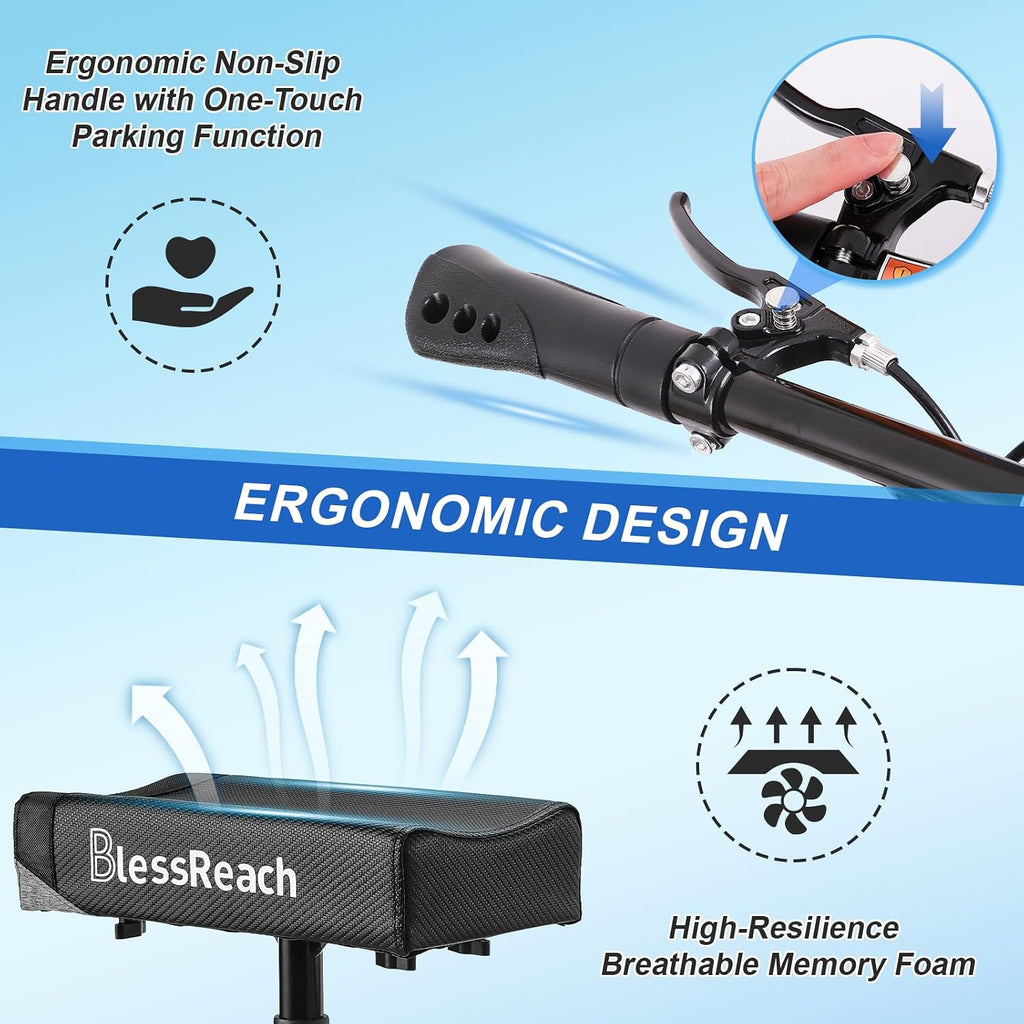 Knee Scooter for Adults for Foot Injuries, 8'' Rubber Wheels