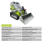 Mini Triangular Track Skid Steer Loader T460P with 43.8 inch Bucket, 23HP Multifunction Stand-On Crawler Skid Steer