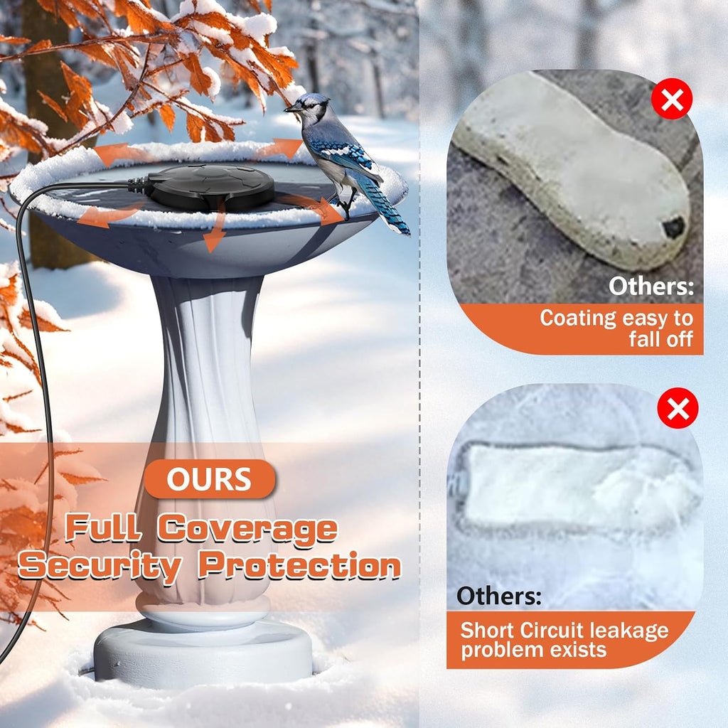 Bird Bath Heater for Outdoors in Winter, 120W Birdbath Heater, Black