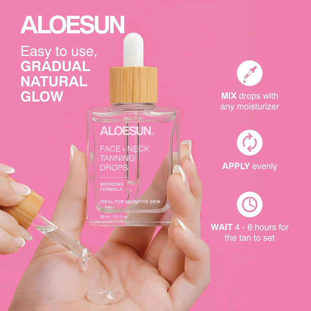 Self Tanning Drops for Face & Body - Gradual Self Tanner Drops - Sunless Tanning - Streak-Free Bronzing - Hyaluronic