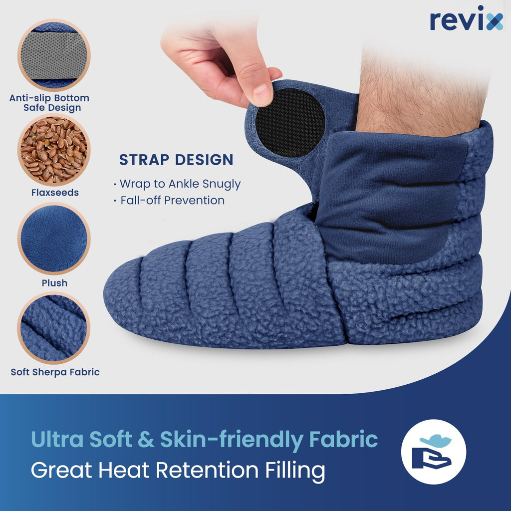 Microwavable Booties for Cold Feet, Heated Slippers, Navy L