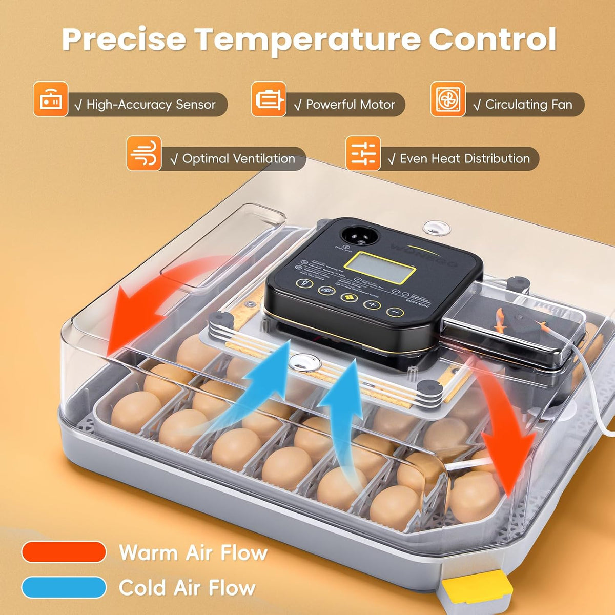 48 Incubators for Hatching Eggs, Egg Incubator with Automatic Egg Turning and Humidity Control, Temp Control, Egg