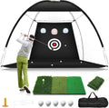 Golf Net, 10x7FT Home Golf Hitting Aids Equipment with Foldable Tri-Turf Mat for Backyard Driving Chipping Swing with