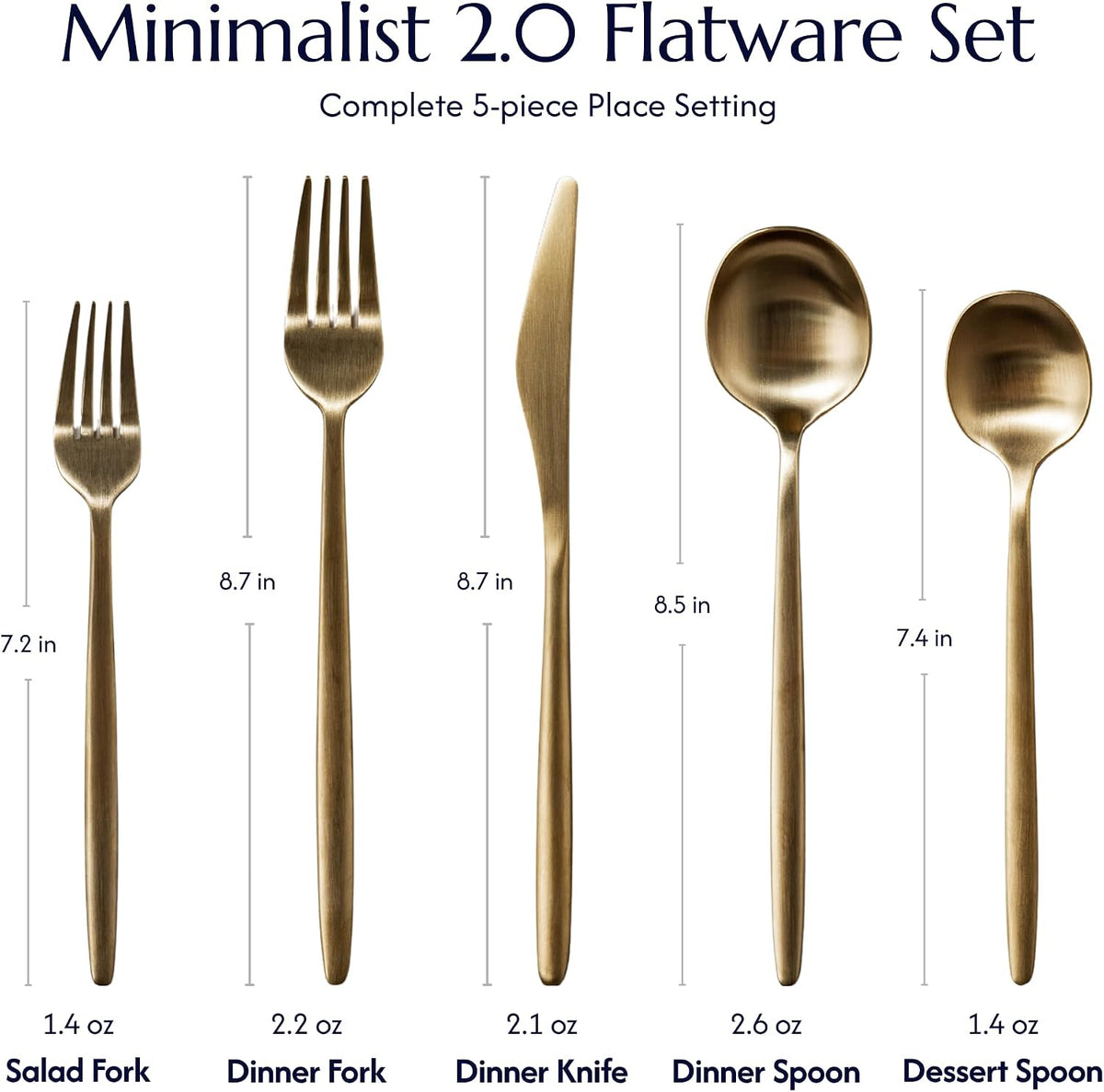 Minimalist 2.0 20-Piece Flatware Set, 18/10 Stainless Steel
