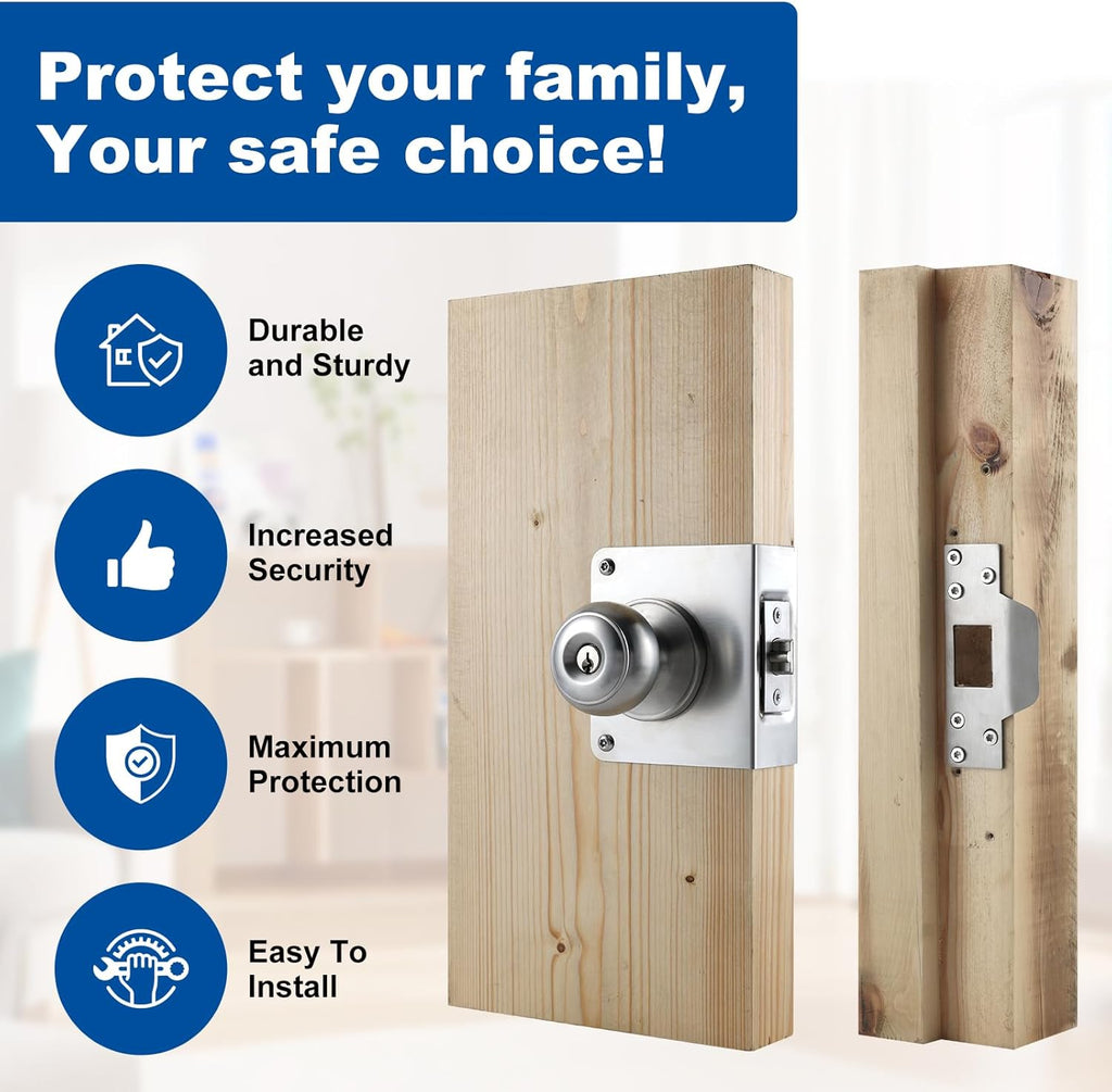 U 9553 Door Reinforcement Plate Kit for 1-3/4" Doors, 2-3/8" Backset | Stainless Steel ,Includes Door Strike Plate