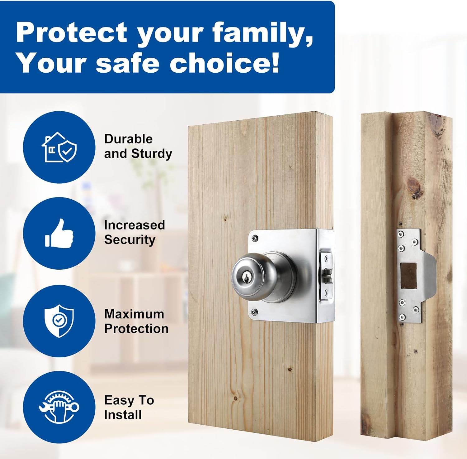 U 9553 Door Reinforcement Plate Kit for 1-3/4" Doors, 2-3/8" Backset | Stainless Steel ,Includes Door Strike Plate