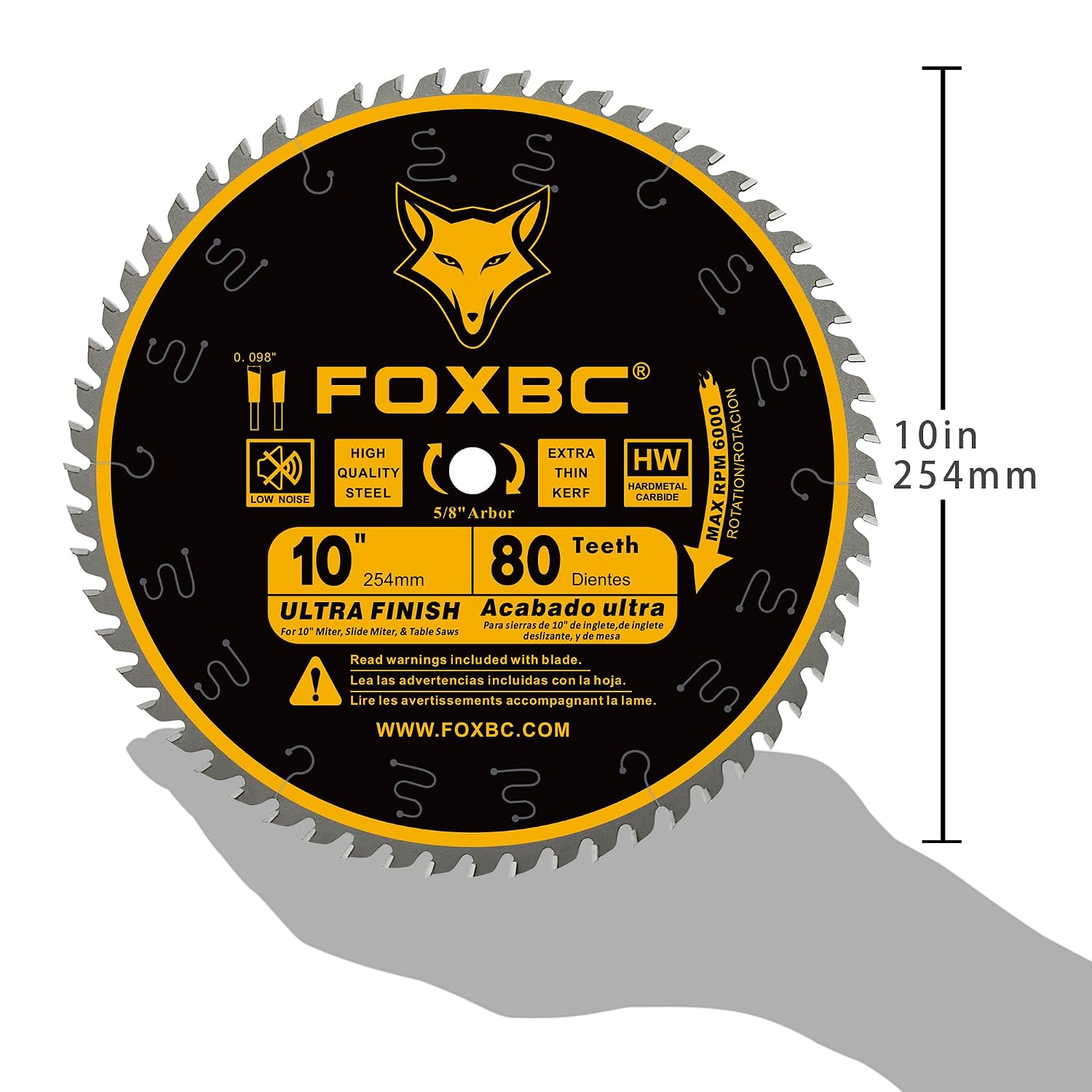 10-Inch Table Saw Blade, 80-Tooth, Ultra Finish Wood Cutting, 5/8-Inch Arbor