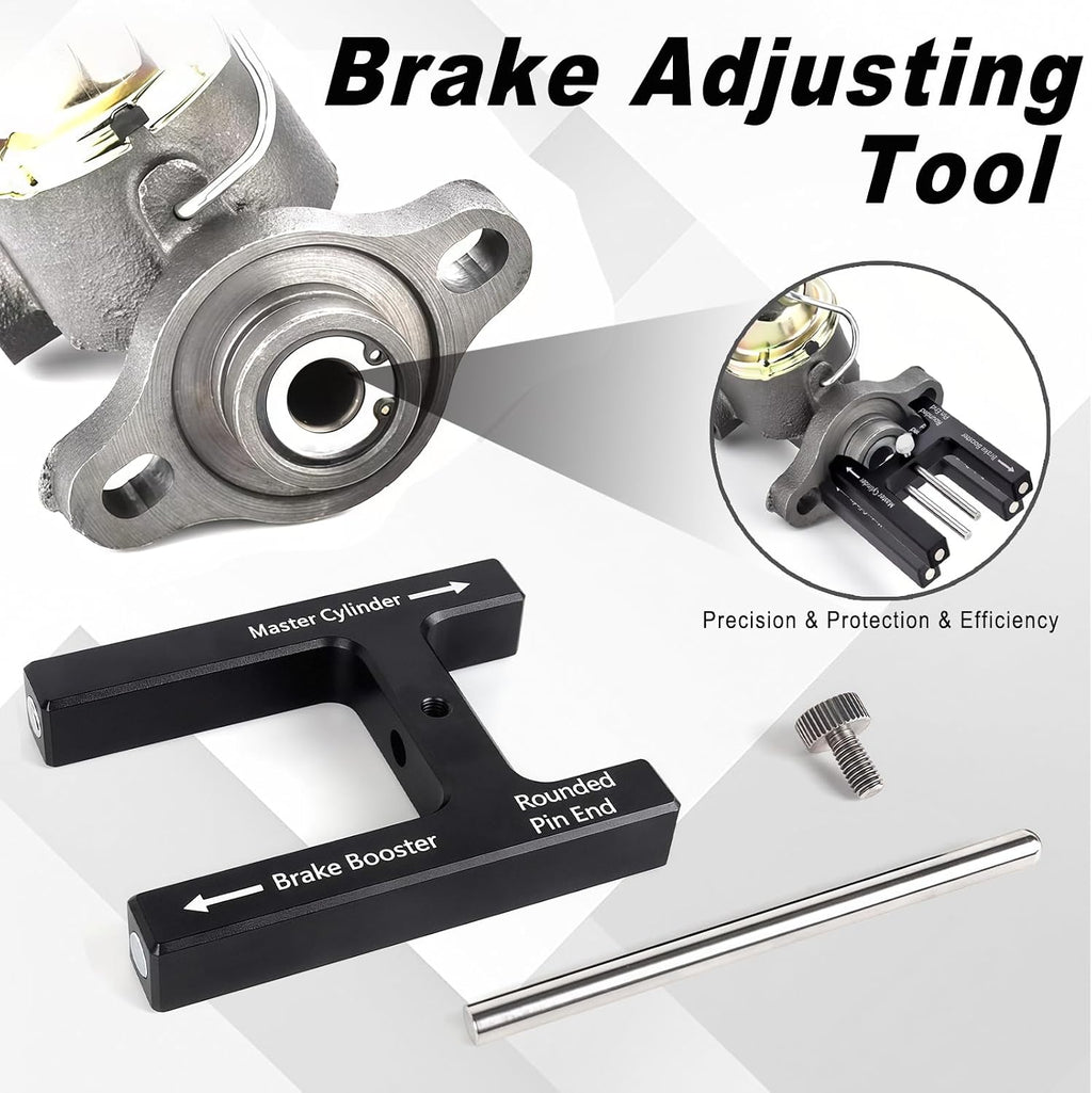 Aluminum Brake Booster Rod Adjustment Tool, Brake Master Cylinder Depth Checker Fits Most Boosters with Adjustable Pins for Accurate Pedal Travel (Black)