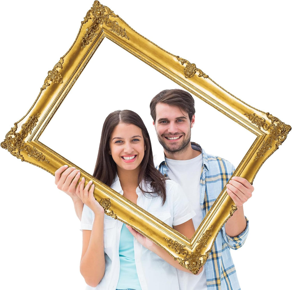 Large Photo Booth Props 32 x 24 Inch Gold Picture Selfie Frame Vintage Photo Frame Creative Friends Party Photo Props