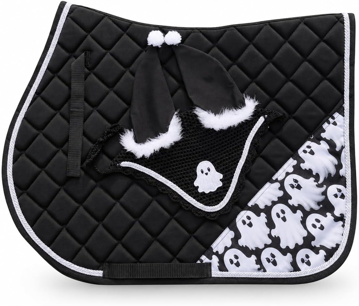 Halloween English Saddle Pad Set Black Orange