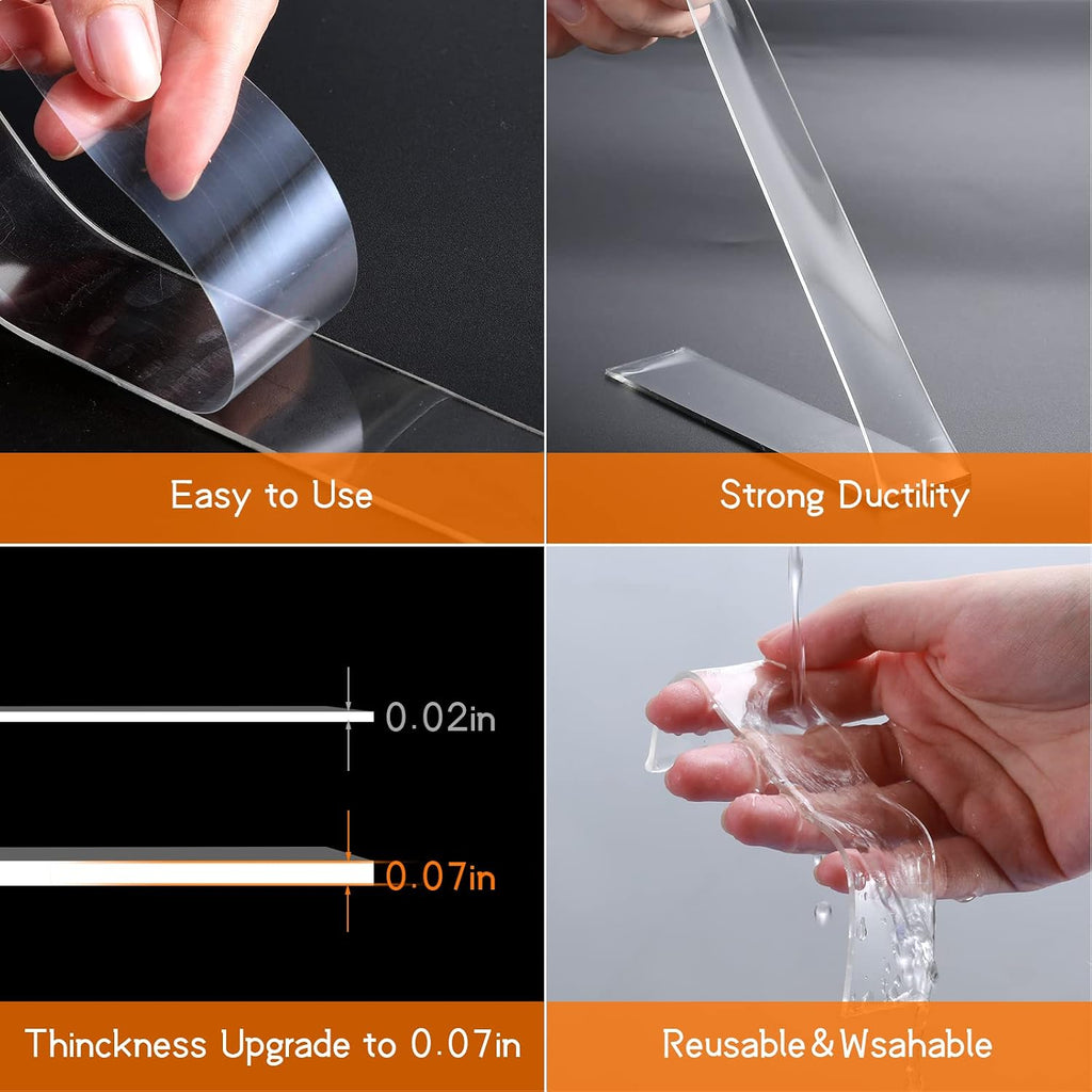 Double Sided Tape Heavy Duty, Clear Mounting Tape 1.18in x 10ft