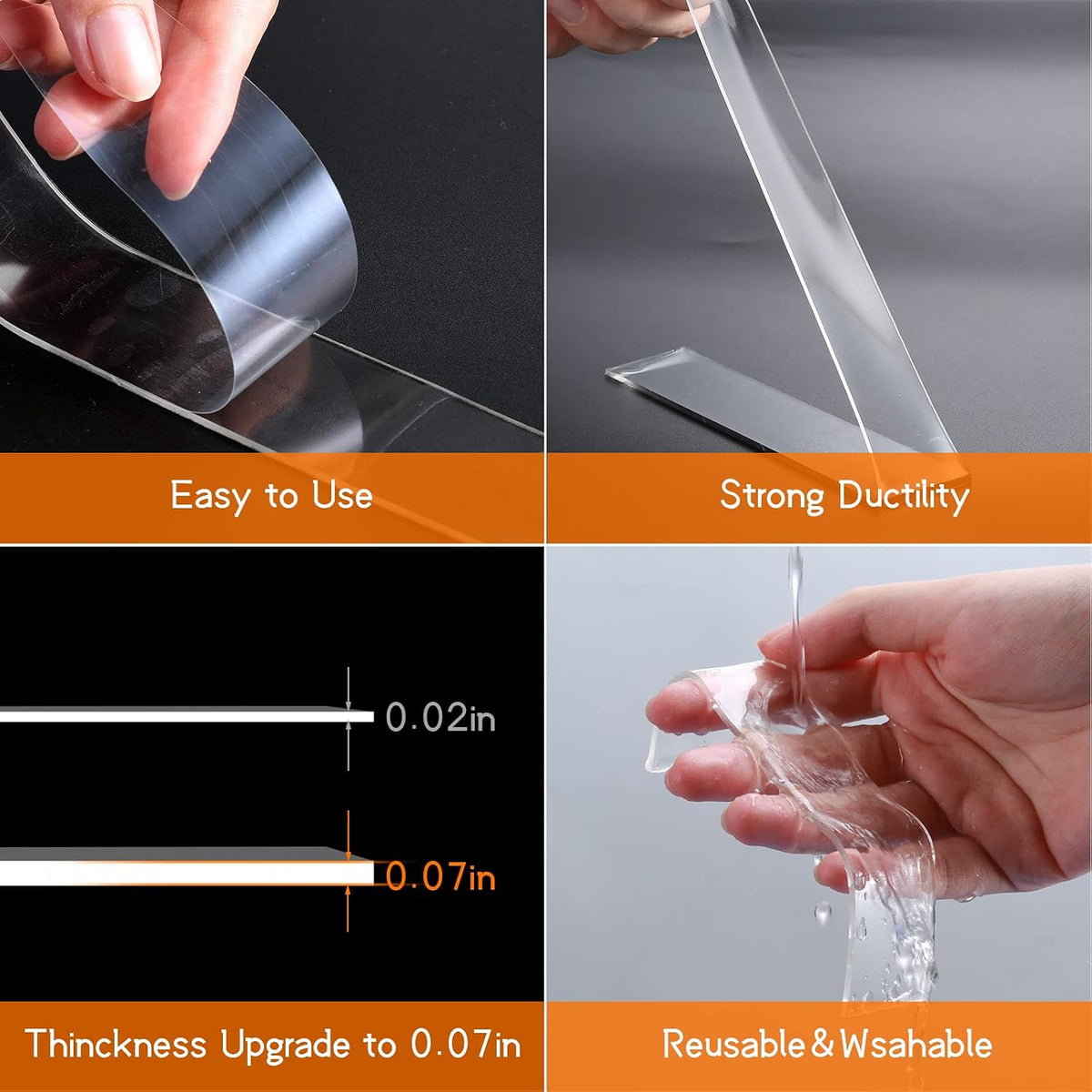 Double Sided Tape Heavy Duty, Clear Mounting Tape 1.18in x 10ft