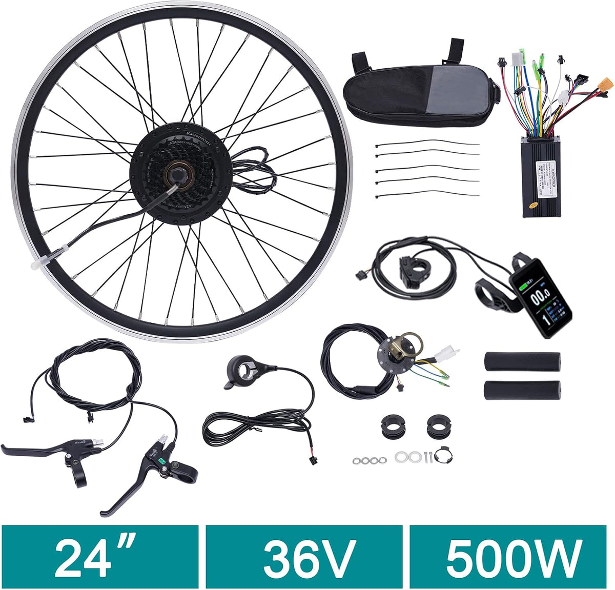 Ebike Conversion Kit for Electric Bike, 24" Rear Wheel Electric Bicycle Hub Motor Kit 36V 500W Electric Bike