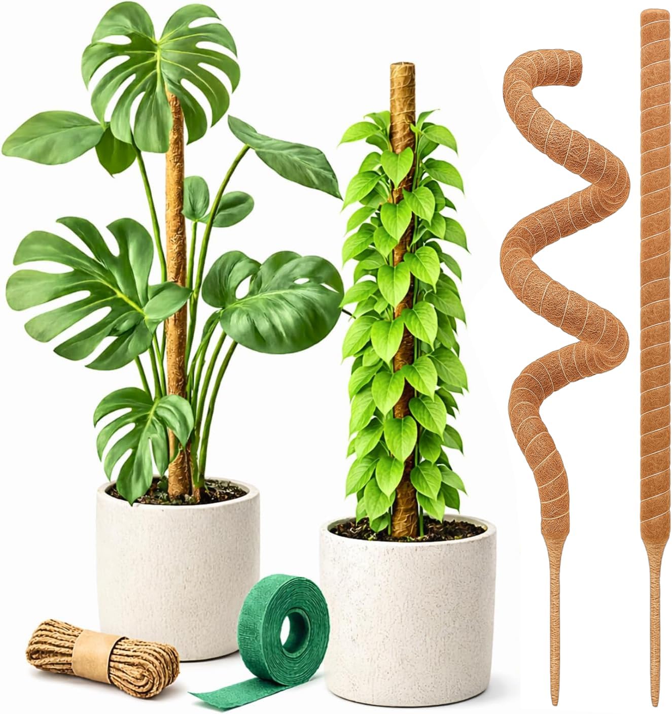 Moss Pole Monstera Plant Support – 2 Pack 28” Bendable Moss Pole Monstera Plant Support, Plant Stakes for Indoor