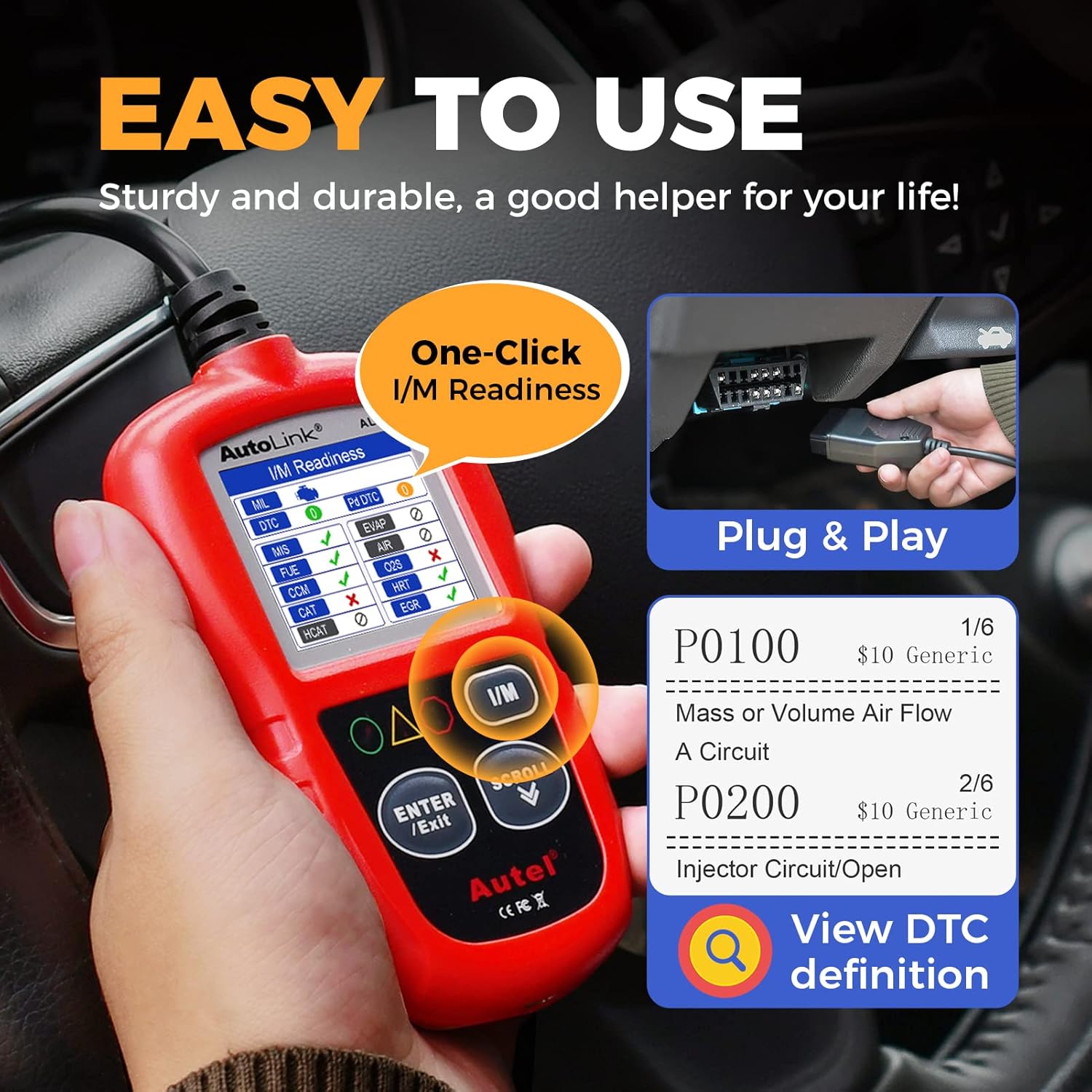 AL319 Professional OBD2 Scanner, Enhanced Check Engine Code Reader | Reset Fault Code, Live Data, Freeze Frame, CAN