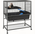 Ferret Cage, 40.4" h Large Ferret Nation Cage with 3 Removable Platforms, Deep Tray, Storage Shelf, Metal Small