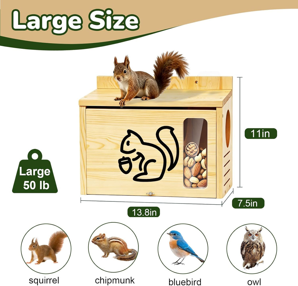 Widened Medium Wooden Squirrel House for Outside