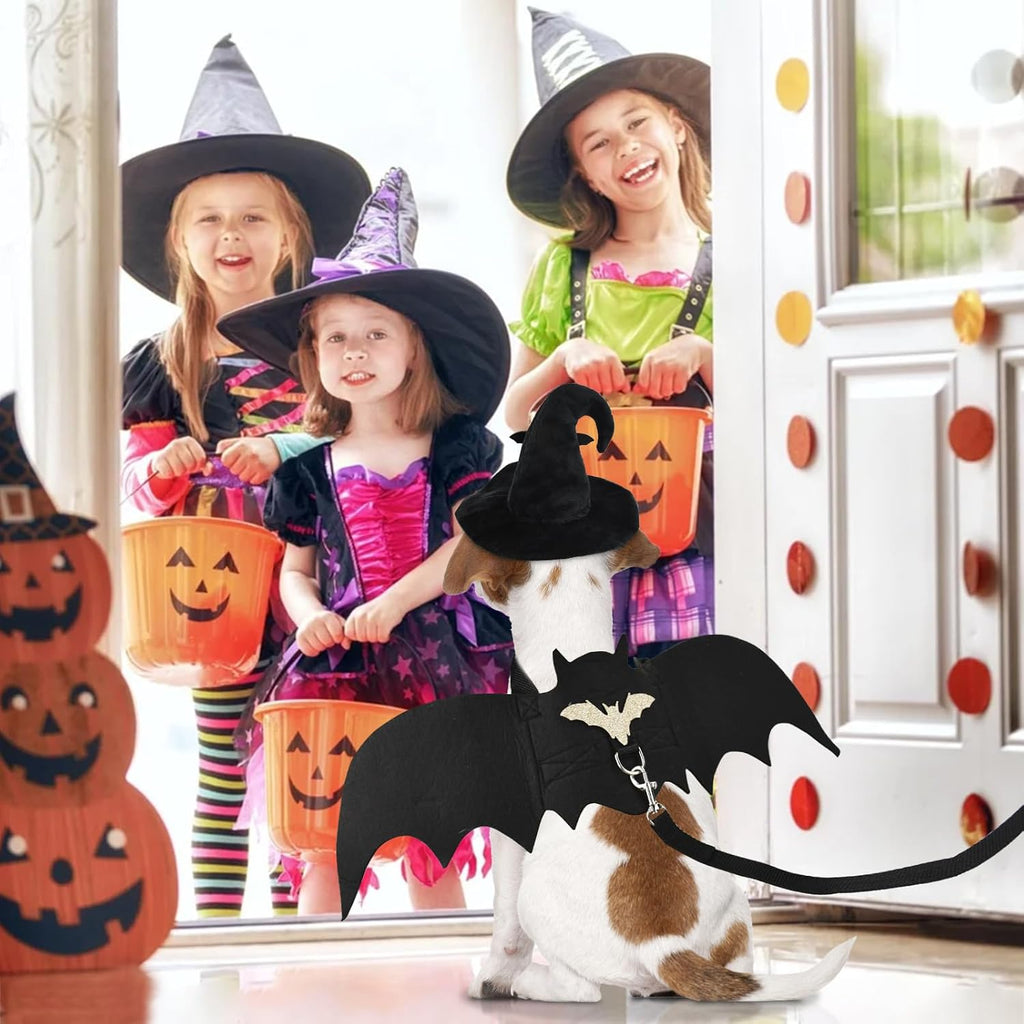 Halloween Pet Costumes Cat Wizard Costume Dog Funny Wizard Clothes Cat Bat Wings Wizard Hat Cute Pumpkin Cloak