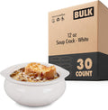 French Onion Soup Crocks 12 oz (30 Count), White Ceramic Bowls, Oven and Dishwasher Safe