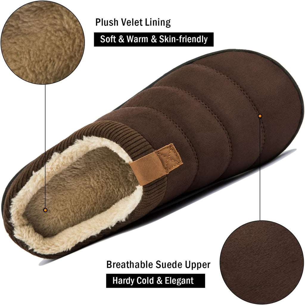 House Slippers for Men Memory Foam Indoor Slippers With Fuzzy Lining Bedroom Slip on