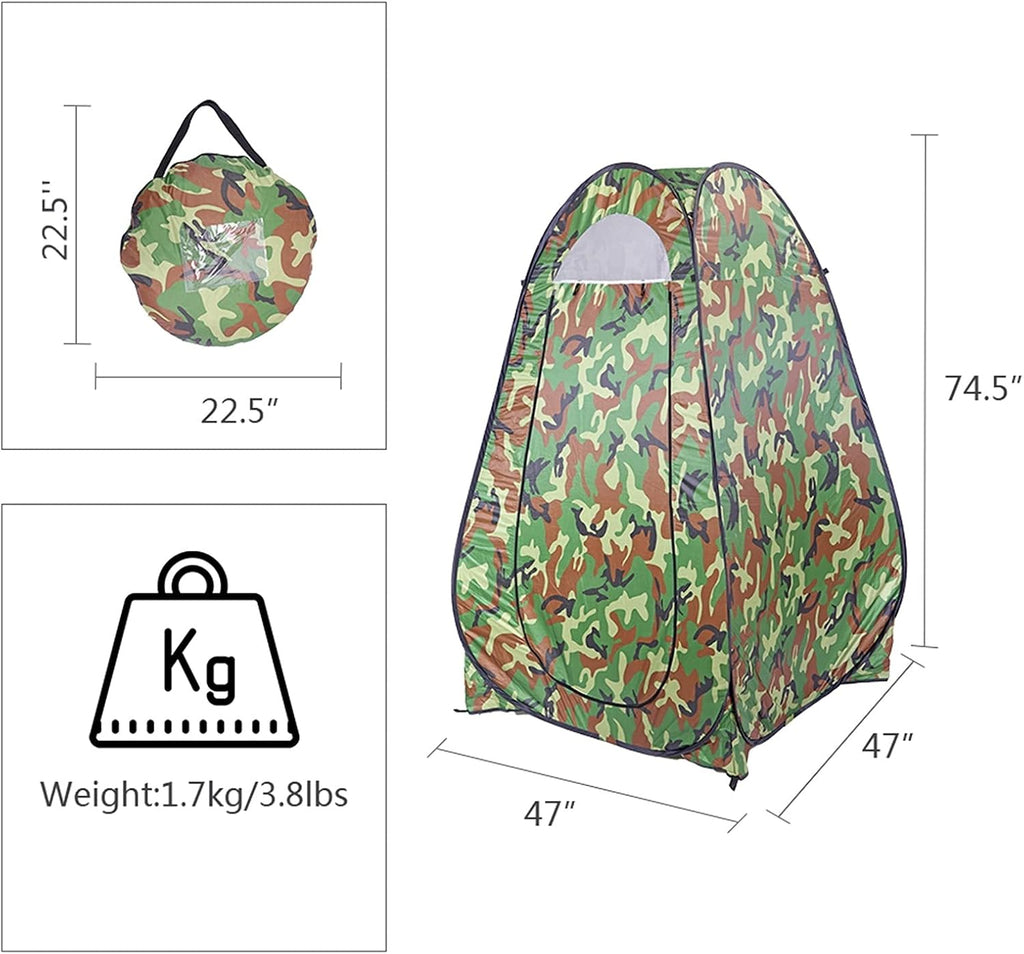 Pop Up Privacy Tent Instant Portable Outdoor Shower Tent, Camp Toilet, Changing Room, Rain Shelter with Window – for
