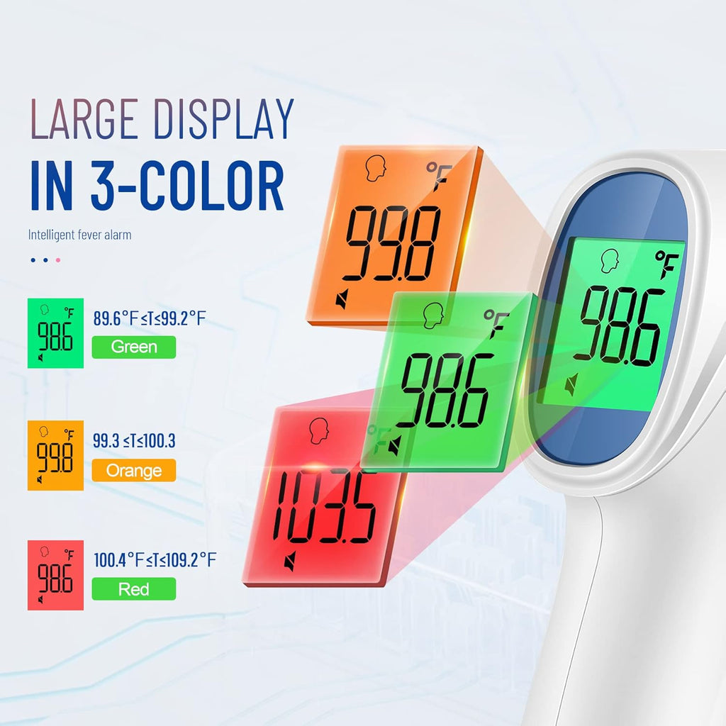 Forehead Thermometer for Adults and Kids, Digital Baby Thermometer with Fever Alarm, Fast Accurate Results, Home