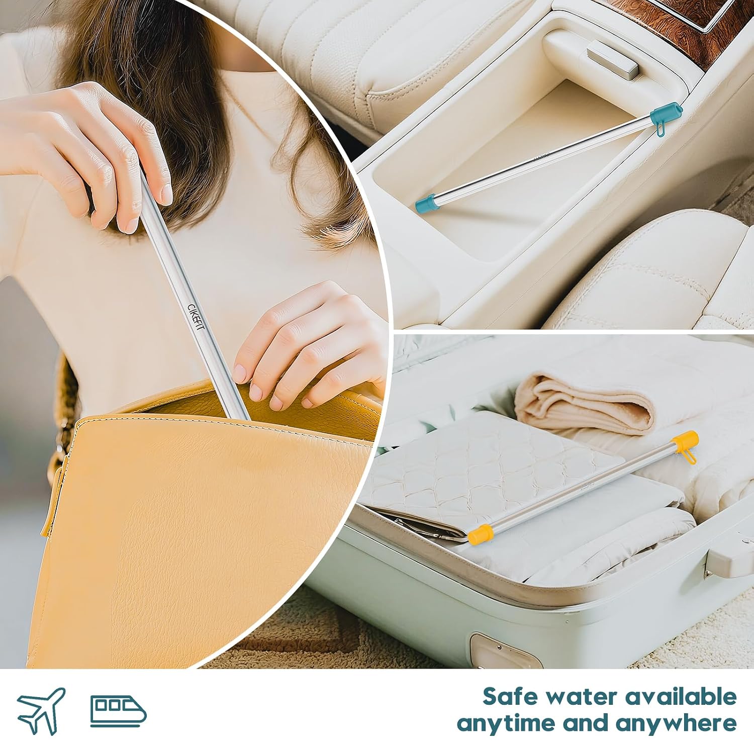 Personal Survival Straw.316L Stainless Steel Reusable Water Filter Straw Portable Water Purifier Straw for Camping