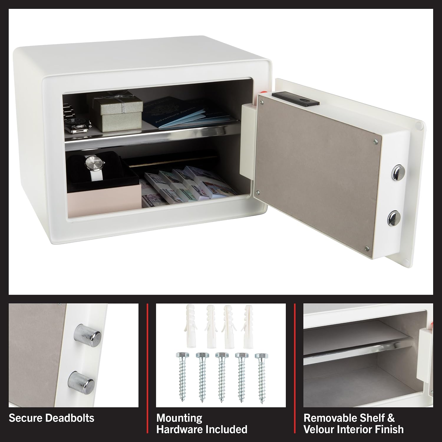 Biometric Safe - Lock Box with Fingerprint Scanner and Digital Key for Quick Access - Money Safe for Cash and Jewelry
