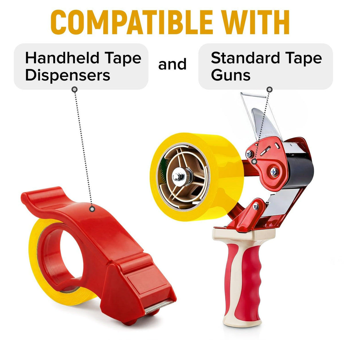 2" x 110 Yards Yellow Packing Tape, 6 Rolls