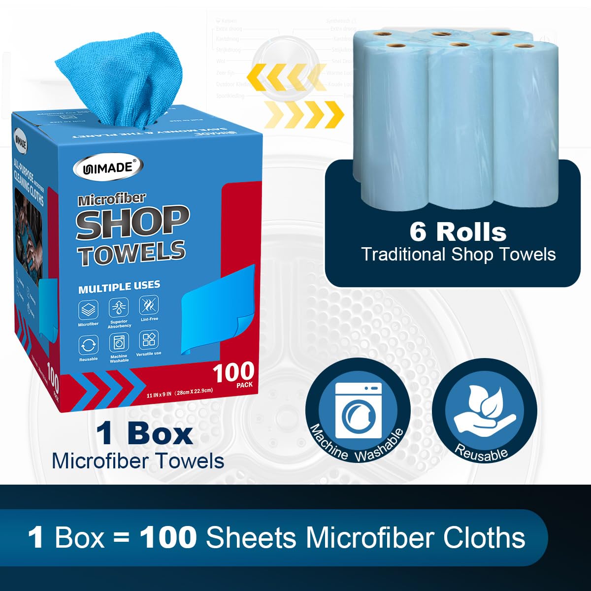 Shop Rags, 100 Sheets Microfiber Cleaning Cloth