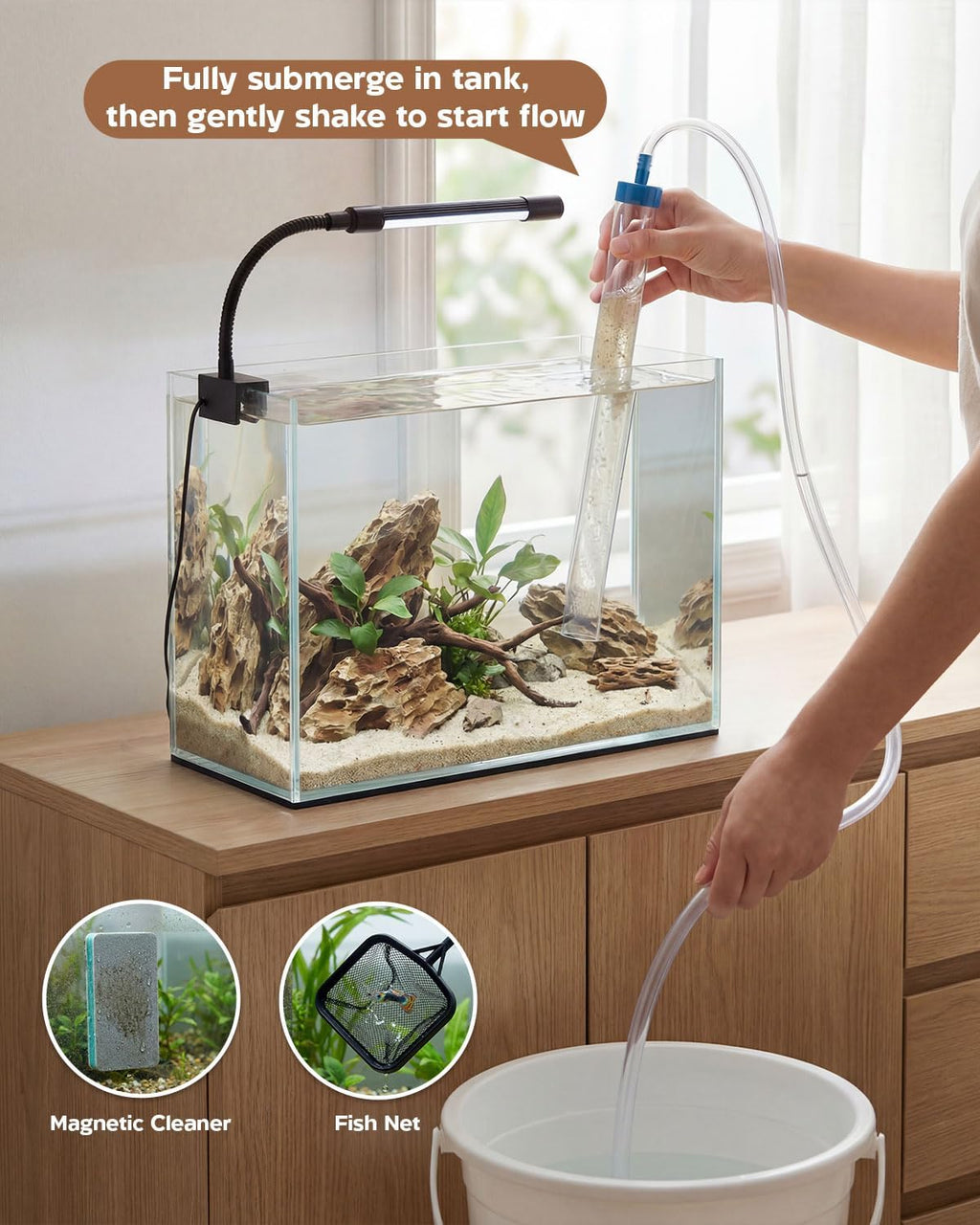 Glass Fish Tank Kit, 3 Gallon Betta Nano Fish Tank Aquarium Starter Kit
