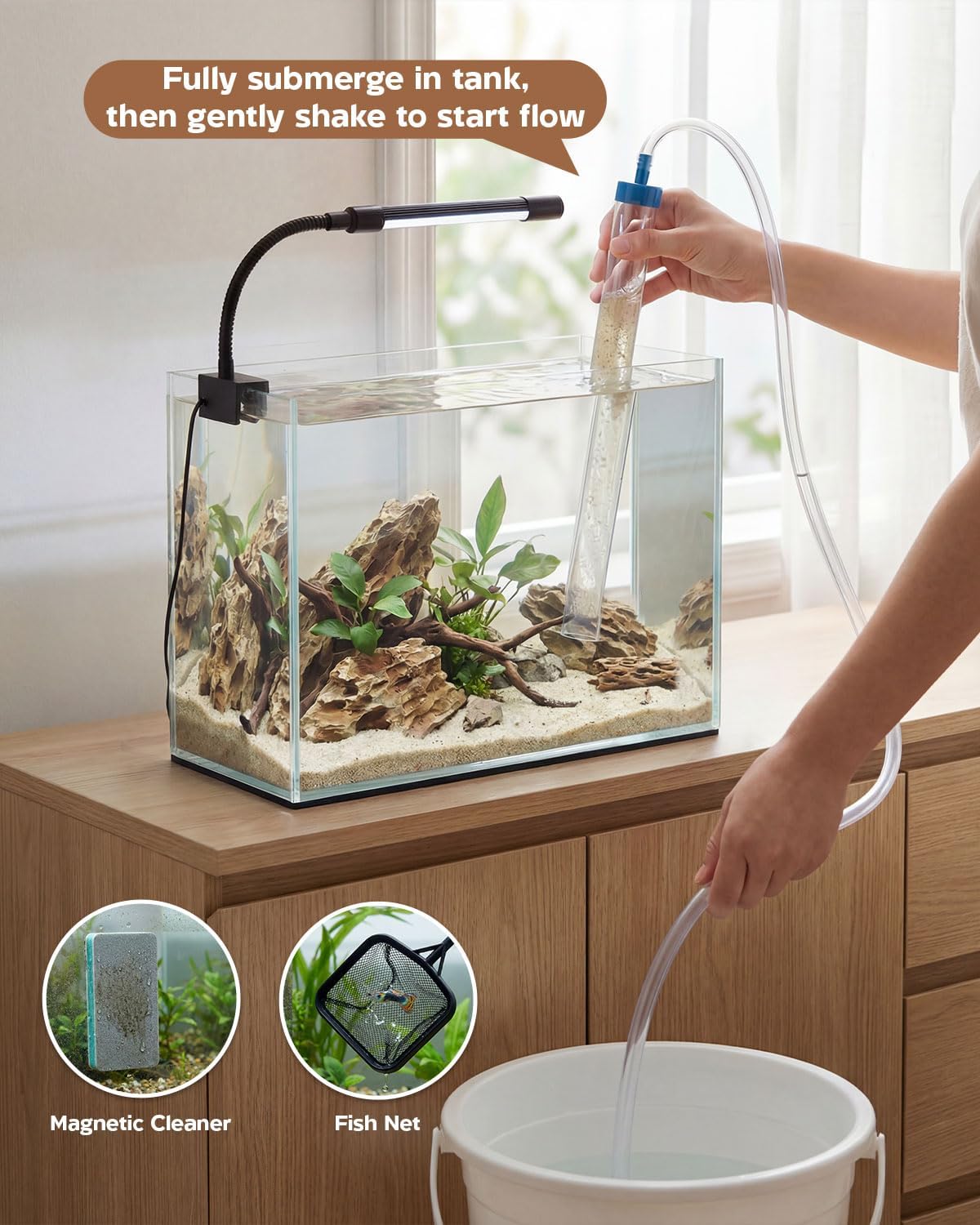 Glass Fish Tank Kit, 3 Gallon Betta Nano Fish Tank Aquarium Starter Kit