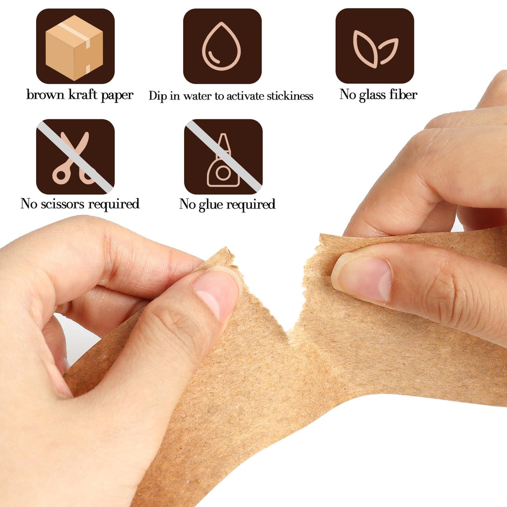 2 Pack Brown Packing Tape,Water Activated Tape Brown Paper Tape for Shipping, Storage, Crafts(48 mm x 59 Yard)
