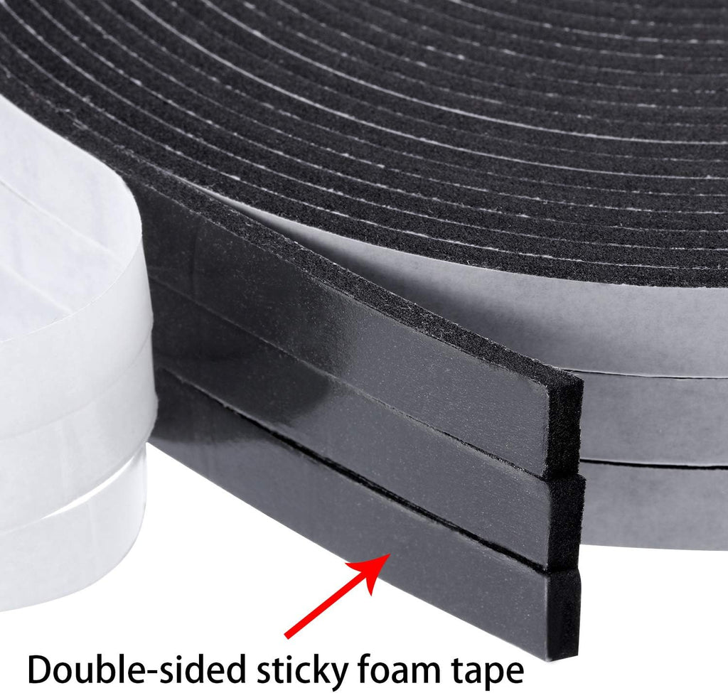 3 Rolls 1/2" x 32.8 ft Double Sided Foam Tape, 1/8" Thick Seal Strip